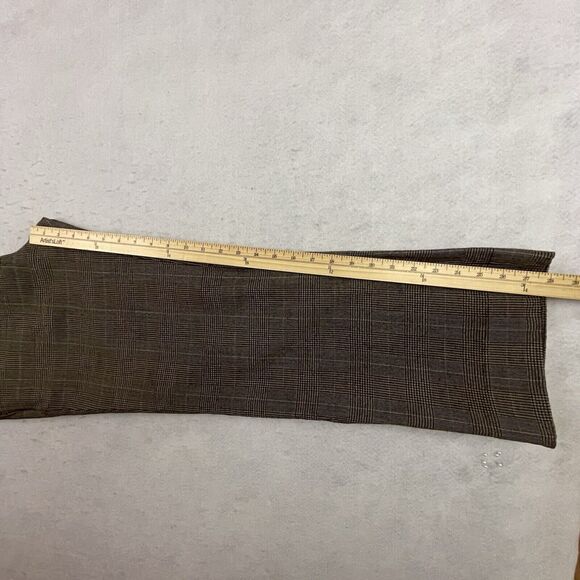 Juicy Couture Pants Womens Size 34 Brown Plaid Wool Tweed Wide Leg Side Zip Hem - Picture 7 of 15